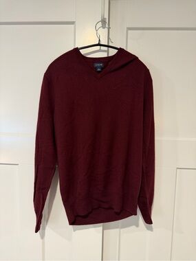 J Crew Merino Blend Men’s V-Neck Sweater - Burgundy